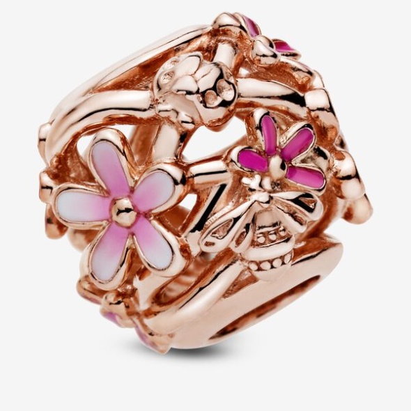 Openwork Pink Daisy Flower Charm Pandora CA