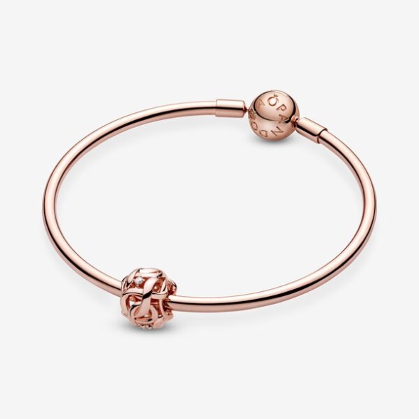 Openwork Woven Infinity Charm Pandora CA Rose Gold Plated
