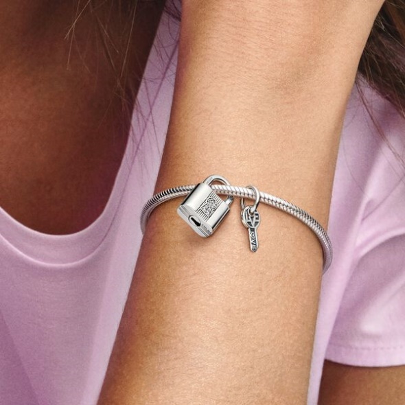 Padlock And Key Dangle Charm Pandora CA Sterling Silver