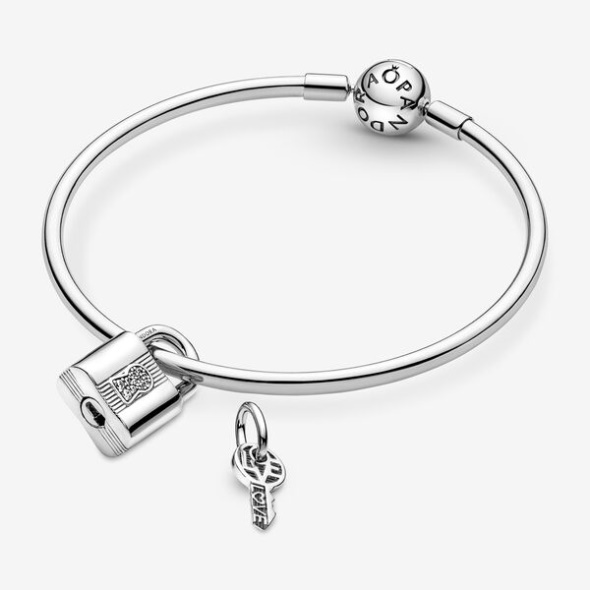 Padlock And Key Dangle Charm Pandora CA Sterling Silver