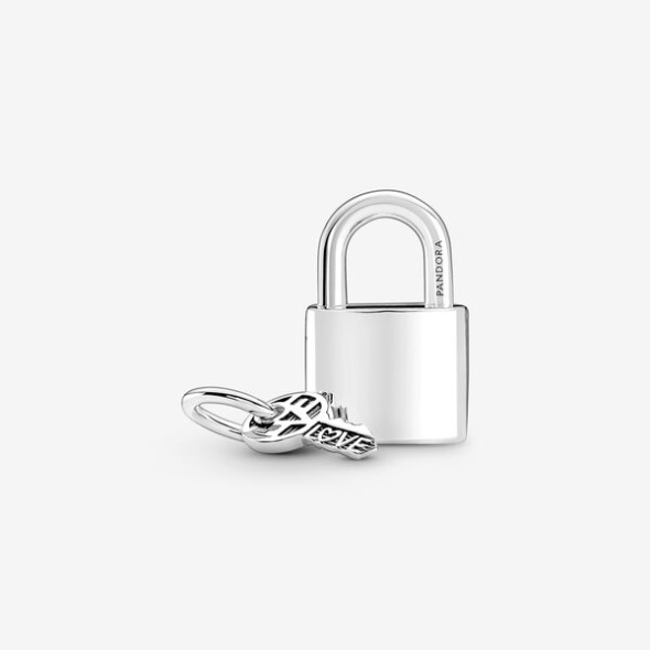 Padlock And Key Dangle Charm Pandora CA Sterling Silver