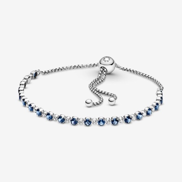 Pandora CA Blue And Clear Sparkle Slider Bracelet