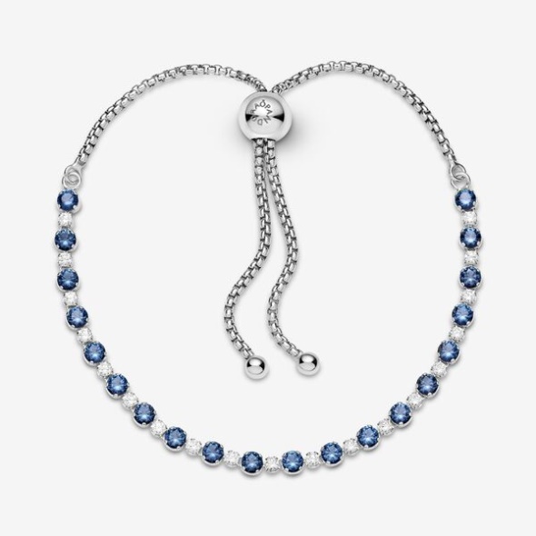 Pandora CA Blue And Clear Sparkle Slider Bracelet