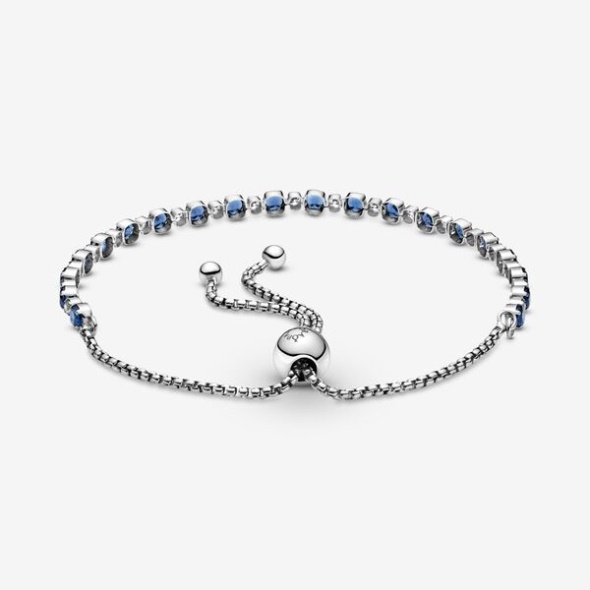 Pandora CA Blue And Clear Sparkle Slider Bracelet