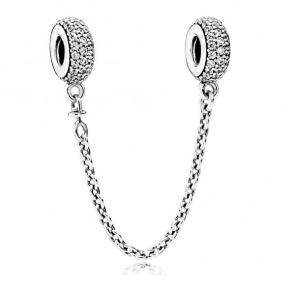 Pandora CA Brand Sparkling Pave Safety Chain Charm