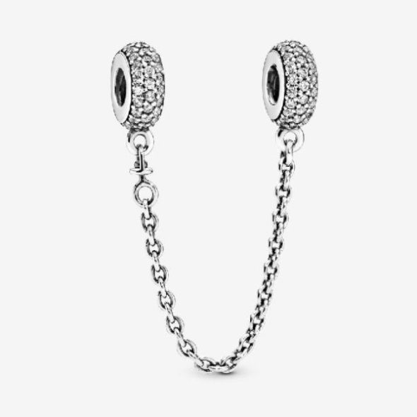 Pandora CA Brand Sparkling Pave Safety Chain Charm