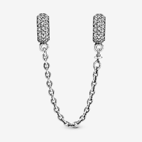 Pandora CA Brand Sparkling Pave Safety Chain Charm