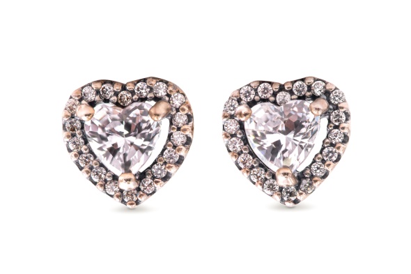 Pandora CA Elevated Heart Stud Earrings
