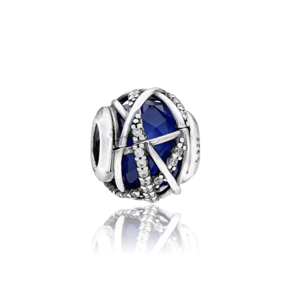 Pandora CA Galaxy Silver Charm Royal Blue Crystal Cubic Zirconia