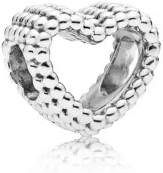 Pandora CA Jewelry Beaded Heart Sterling Silver Charm