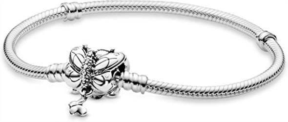 Pandora CA Jewelry Moments Butterfly Clasp Snake Chain Cubic Zirconia Bracelet