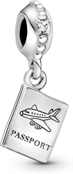 Pandora CA Jewelry Passport Travel Dangle Cubic Zirconia Charm in Sterling Silver