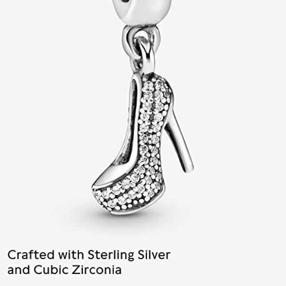Pandora CA Jewelry Pave Stiletto Shoe Dangle Cubic Zirconia Charm in Sterling Silver