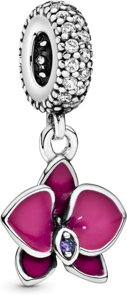 Pandora CA Jewelry Purple Orchid Cubic Zirconia Charm in Sterling Silver