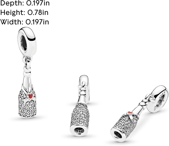 Pandora CA Jewelry Sparkling Wine Bottle Dangle Cubic Zirconia Charm in Sterling Silver