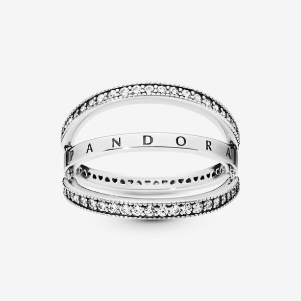 Pandora CA Logo And Hearts Ring