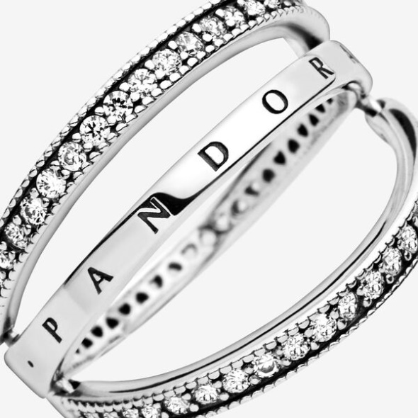 Pandora CA Logo And Hearts Ring