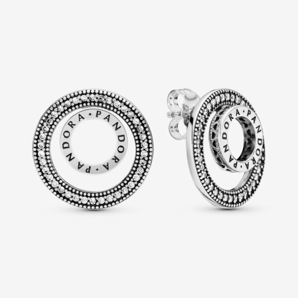 Pandora CA Logo Circle Stud Earrings