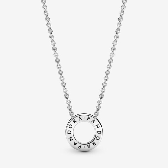 Pandora CA Logo Pave Circle Collier Necklace Sterling Silver