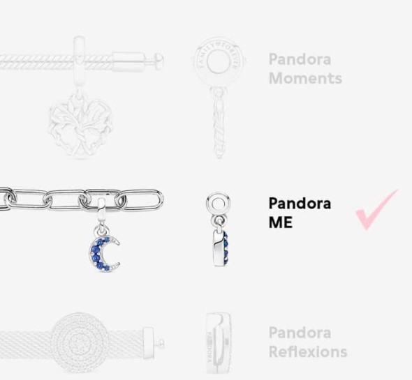 Pandora CA ME Compatible Crescent Moon Crystal Dangle Charm
