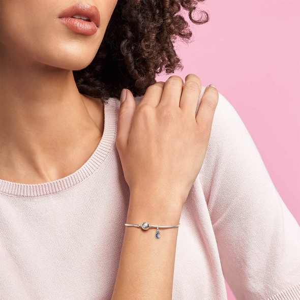 Pandora CA ME Compatible Crescent Moon Crystal Dangle Charm