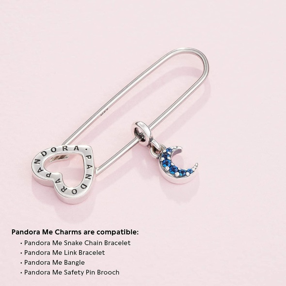 Pandora CA ME Compatible Crescent Moon Crystal Dangle Charm