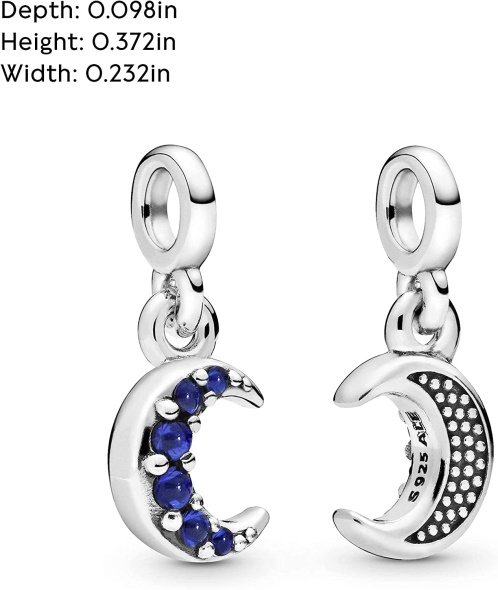 Pandora CA ME Compatible Crescent Moon Crystal Dangle Charm