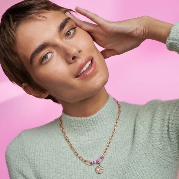 Pandora CA Me Link Chain Necklace Rose Gold Plated