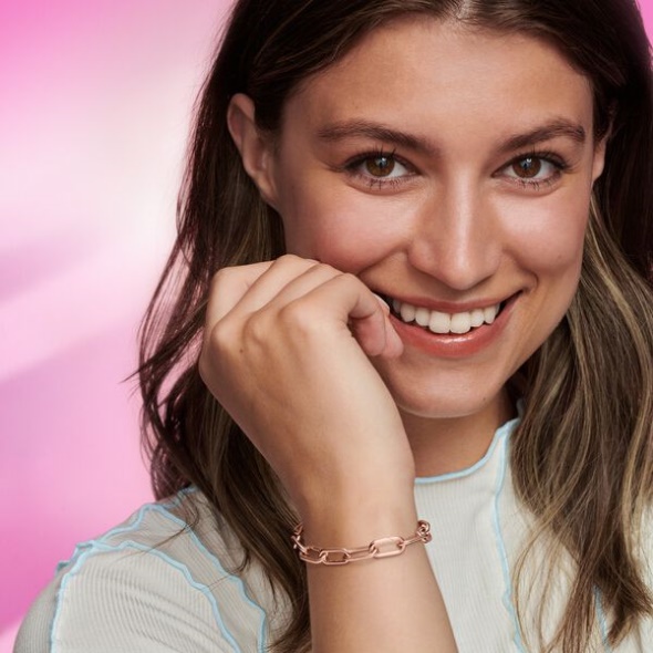 Pandora CA Me Rose Gold Plated Link Chain Bracelet