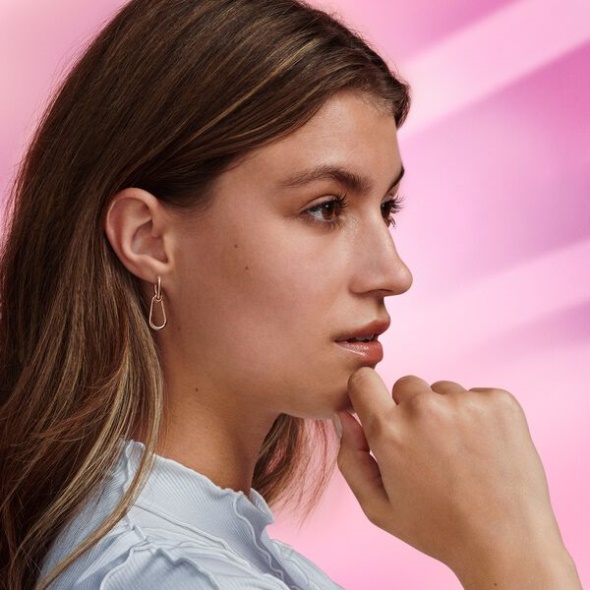 Pandora CA Me Single Hoop Link Earring Rose Gold Plated