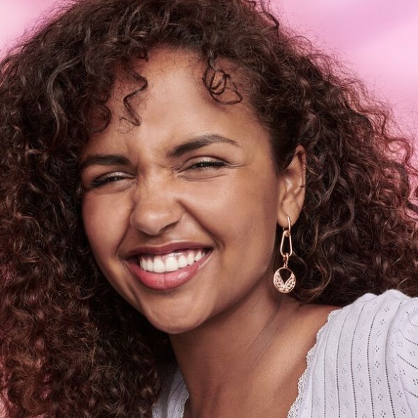 Pandora CA Me Single Hoop Link Earring Rose Gold Plated