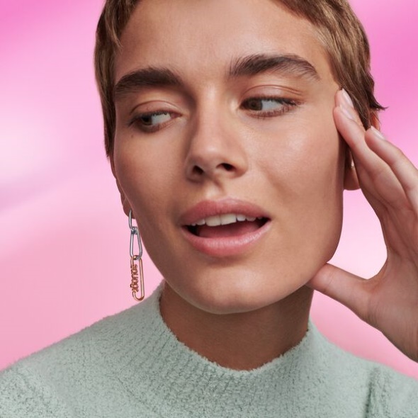 Pandora CA Me Single Hoop Link Earring Sterling Silver