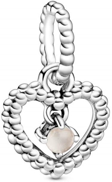Pandora CA Misty Rose Beaded Heart Dangle Charm