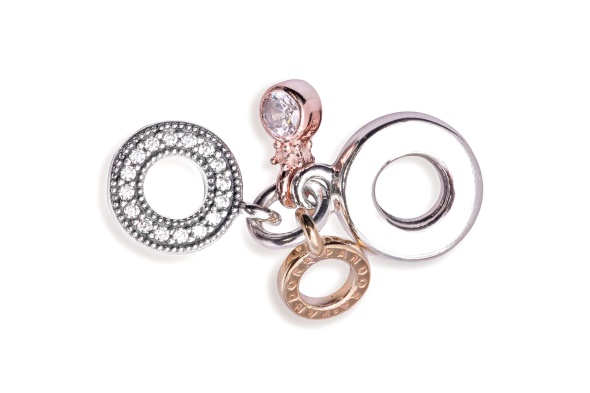 Pandora CA Mixed Metal Triple Ring Logo Dangle Charm