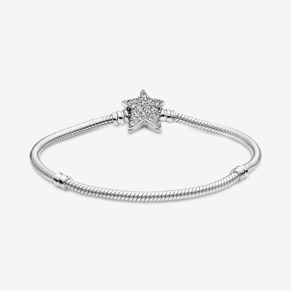 Pandora CA Moments Asymmetric Star Clasp Snake Chain Bracelet