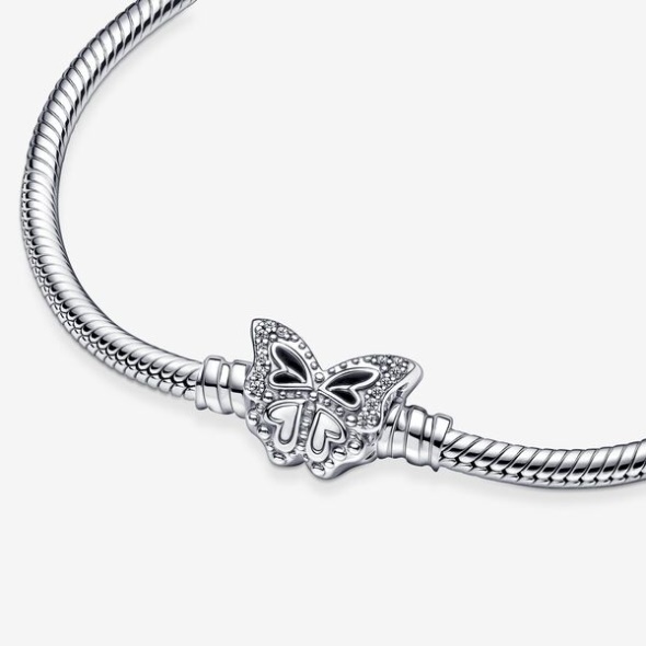 Pandora CA Moments Butterfly Clasp Snake Chain Bracelet