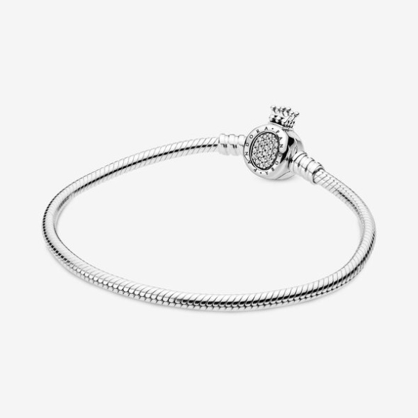 Pandora CA Moments Crown O Clasp Snake Chain Bracelet