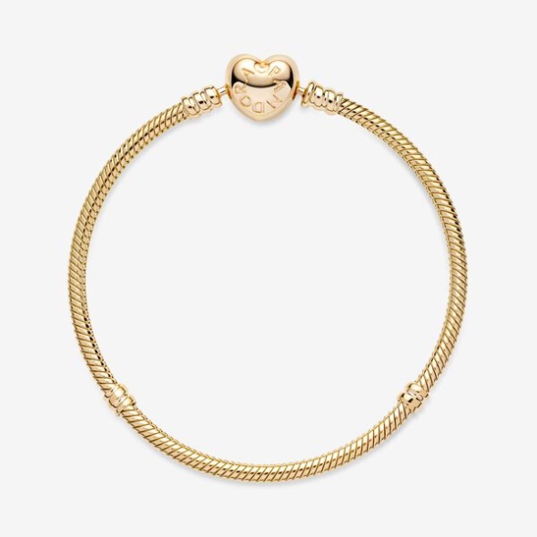 Pandora CA Moments Heart Clasp Snake Chain Bracelet Gold