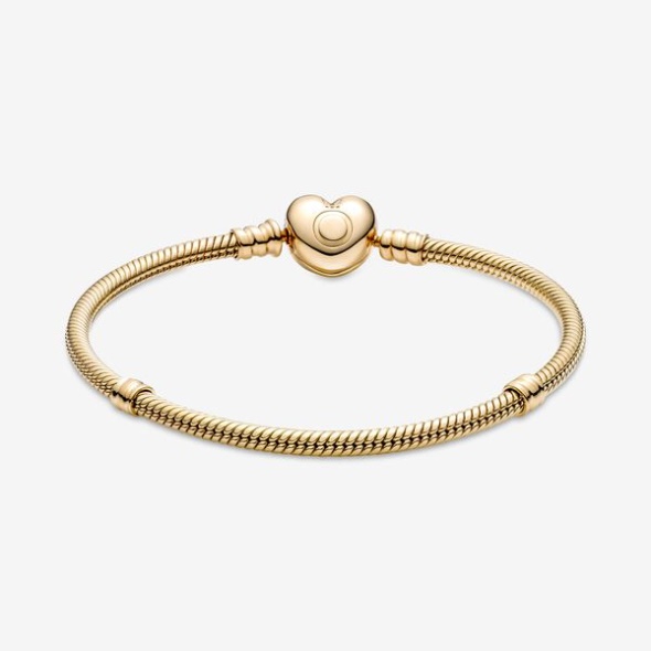 Pandora CA Moments Heart Clasp Snake Chain Bracelet Gold