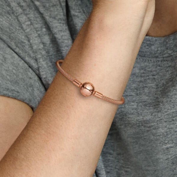 Pandora CA Moments Mesh Bracelet Rose Gold Plated