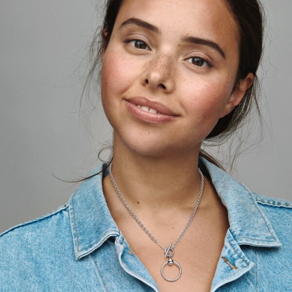 Pandora CA Moments O Pendant T-Bar Necklace