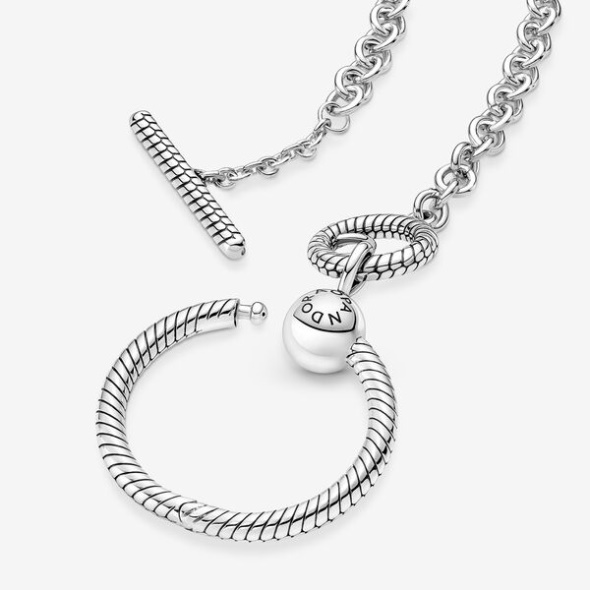 Pandora CA Moments O Pendant T-Bar Necklace