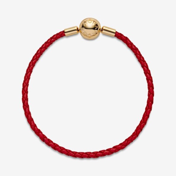Pandora CA Moments Red Woven Leather Bracelet