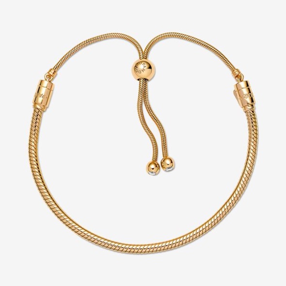 Pandora CA Moments Snake Chain Slider Bracelet Gold Plated