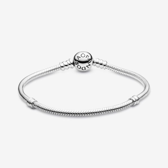 Pandora CA Moments Sparkling Heart Clasp Snake Chain Bracelet