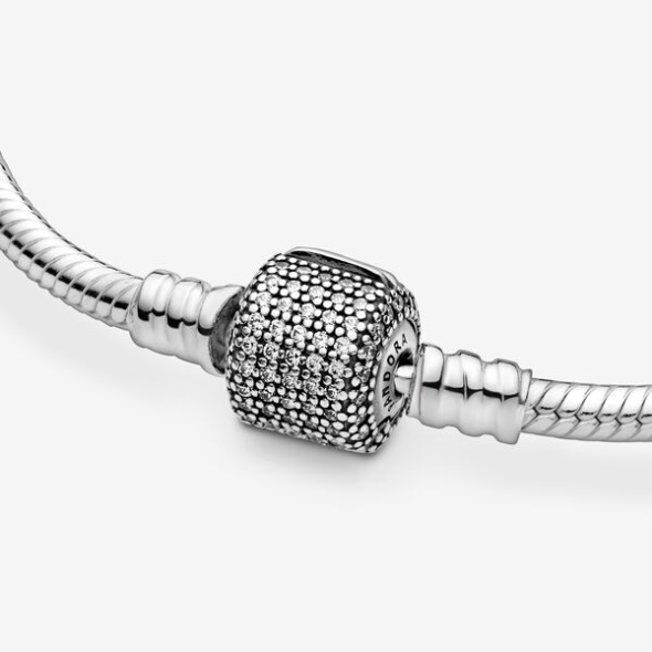 Pandora CA Moments Sparkling Pave Clasp Snake Chain Bracelet