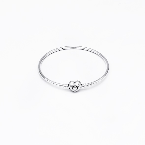 Pandora CA Moments Sterling Silver Bangle with Heart Clasp