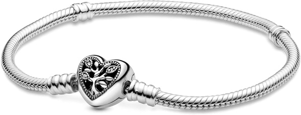 Pandora CA Pandora CA Moments Family Tree Heart Clasp Snake Chain Bracelet