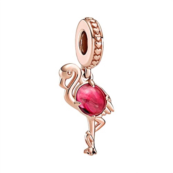 Pandora CA Pink Murano Glass Flamingo Dangle Charm