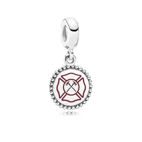 Pandora CA Retired Sterling Silver Firefighter Dangle Charm